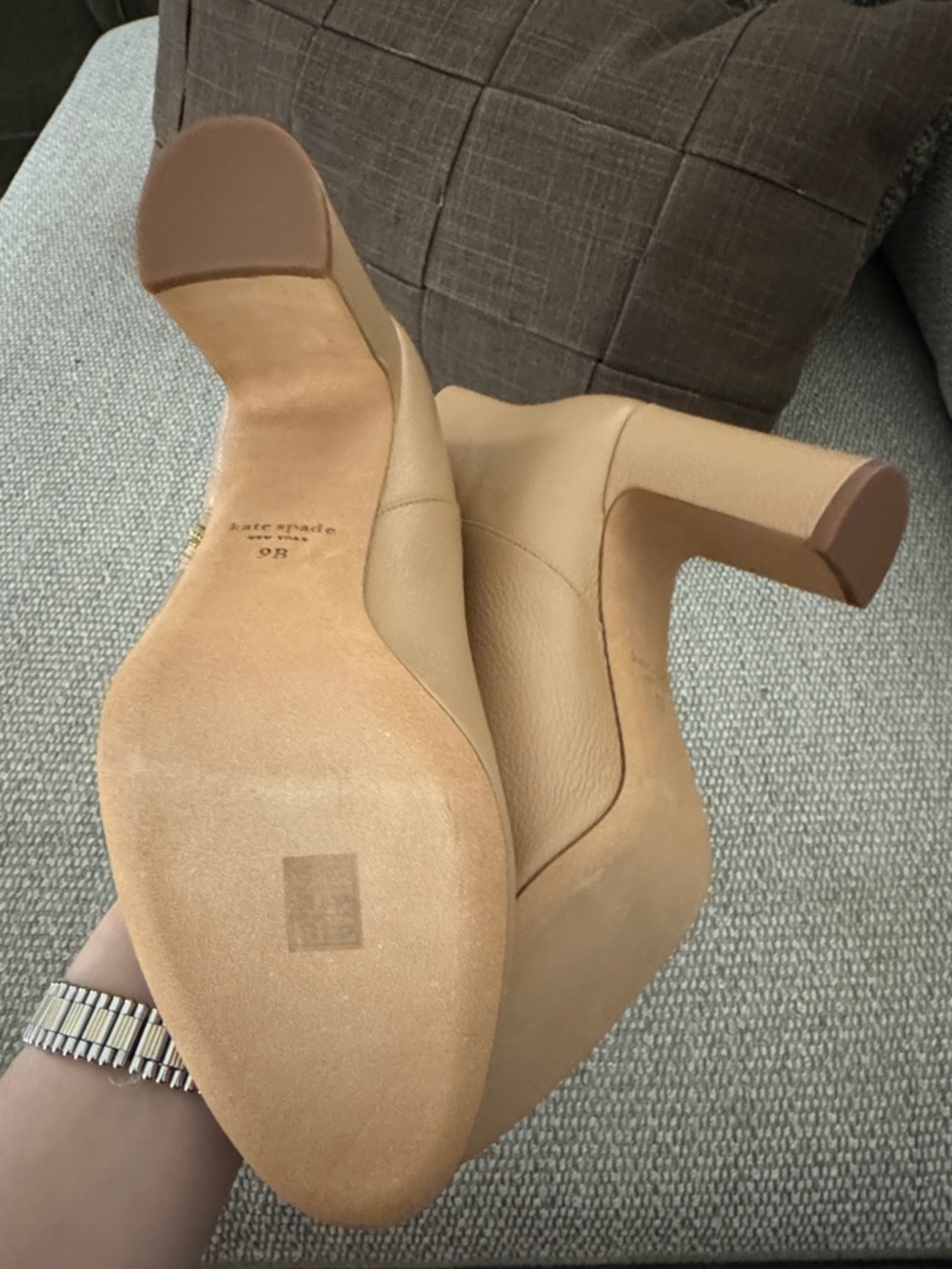 Kate Spade Women's Nude Leather Ankle Boots - Sleek Zip Closure - Picture 4 of 4